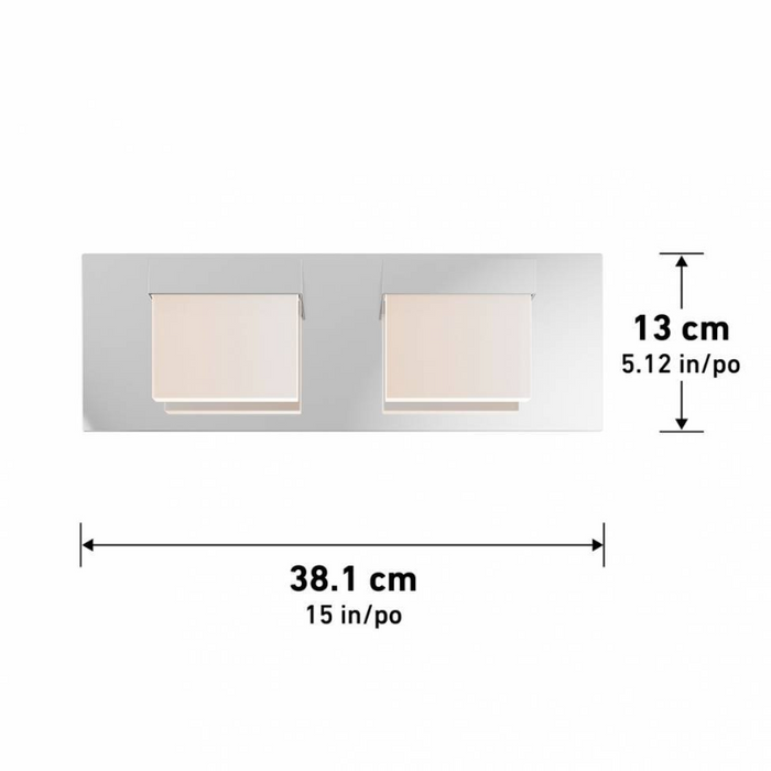 VAN2-FC Frosted Cube 2-lt 15" LED Wall Sconce