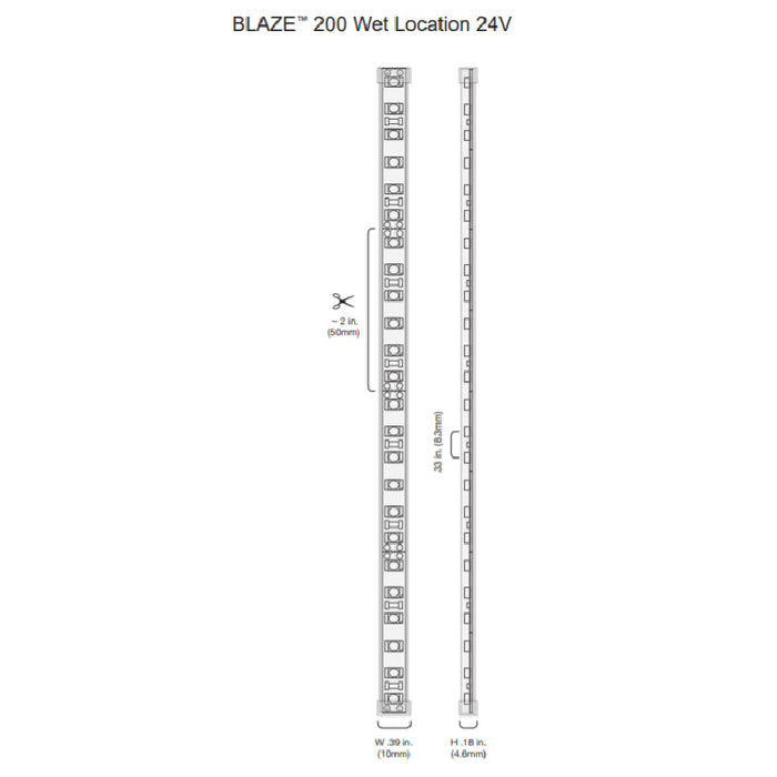 BLAZE Wet Location 200 2.93W/ft LED Strip Light, 24V, 100ft, 2700K