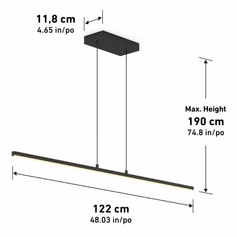 48PDT-DEC Delta 1-lt 48" LED Linear Pendant, CCT
