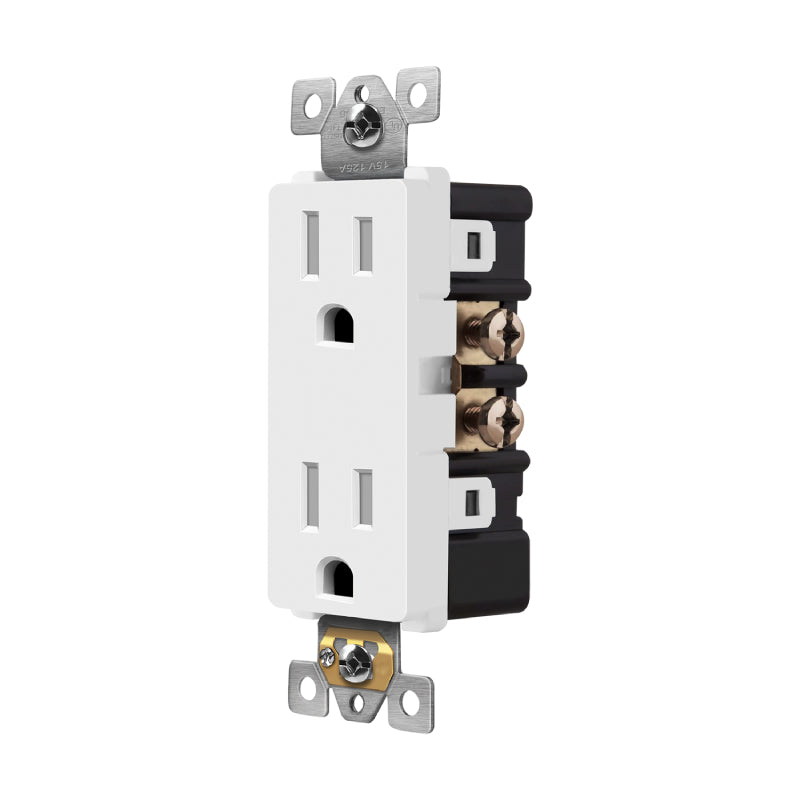 Enerlites 61501-TR Residential Grade 15A Decorator Style Self-Grounding Tamper-Resistant Duplex Receptacle
