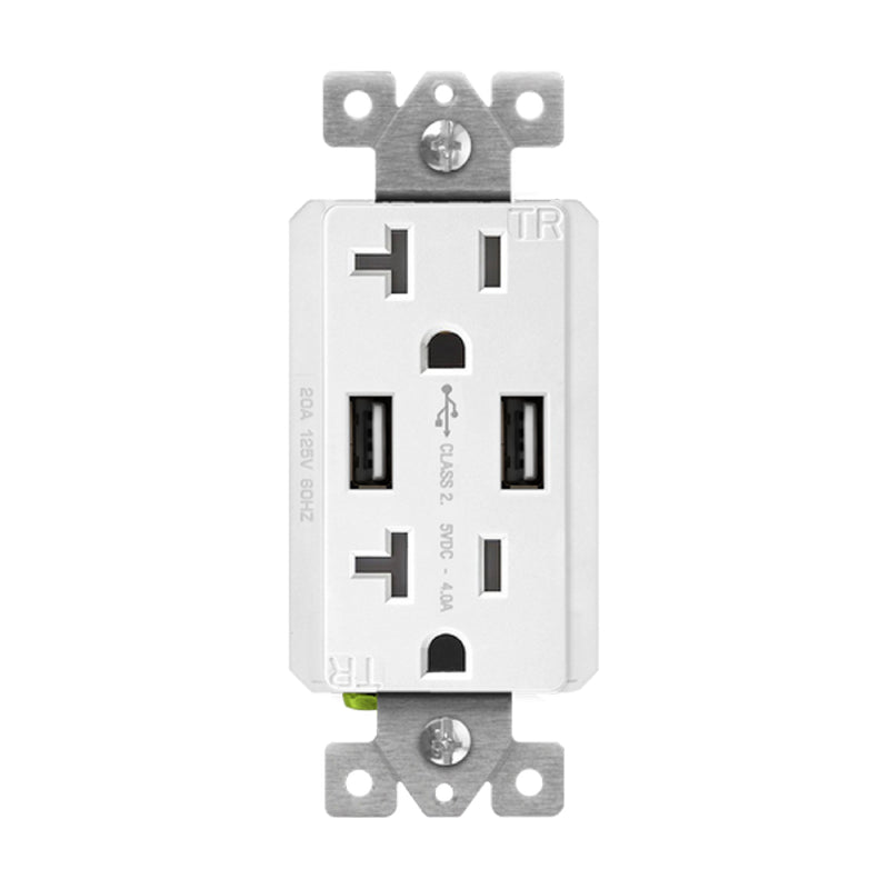Enerlites 62001-TR2USB-S Dual USB Charger 4A with 20A Tamper-Resistant
