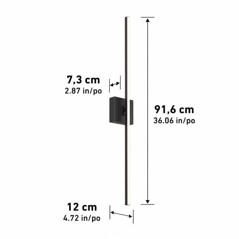 36OUT-DLC Delta 1-lt 36" Tall LED Wall Light, CCT