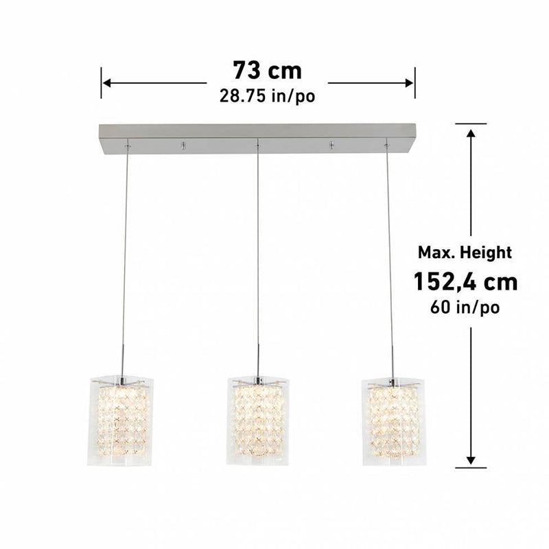 PDT-3CC Crystal Cube 3-lt 29" LED Pendant