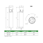 BLD Spartan 42" Tall Dome Bollard, 3CCT Selectable