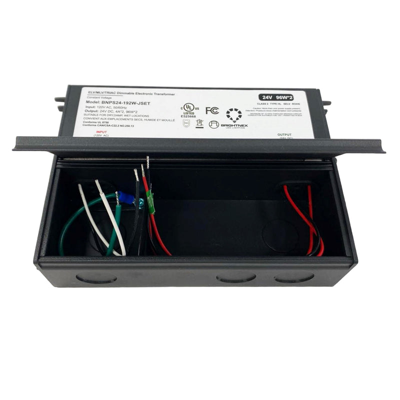 Junction Box Electronic Transformer 12/24V, 192W, For Wet/Damp/Dry Locations, Dimmable,  Class 2