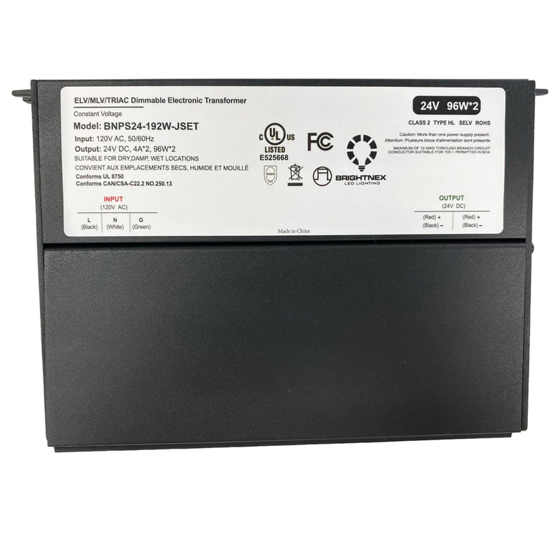 Junction Box Electronic Transformer 12/24V, 192W, For Wet/Damp/Dry Locations, Dimmable,  Class 2