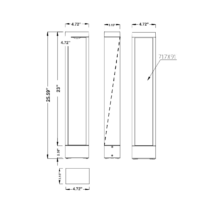 Westgate BOL-502 26" Tall Path-Light Bollard, 3CCT Selectable, Black