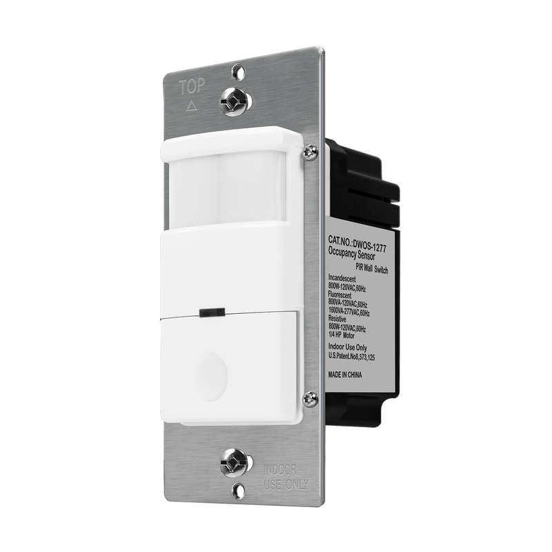 W180° PIR Occupancy/Vacancy Motion Sensor Wall Switch, Neutral Wire Required, Single Pole
