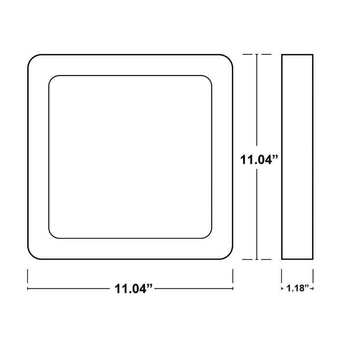 ESL-DDSK-S11-25W-12750 Decorative Disk 11" Square LED Surface Mount, 5CCT Selectable
