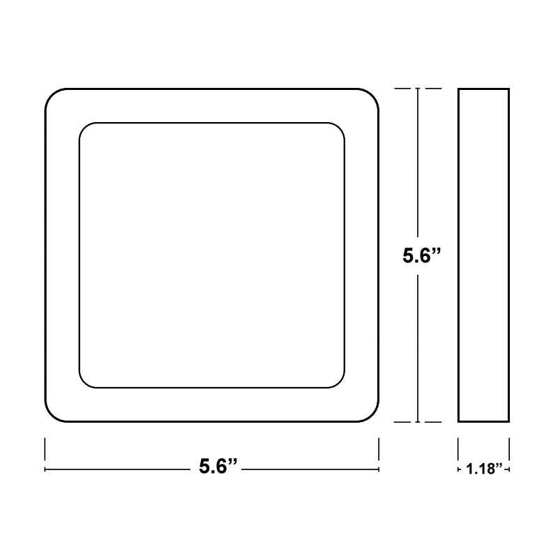ESL-DDSK-S5-11W-12750 Decorative Disk 5" Square LED Surface Mount, 5CCT Selectable