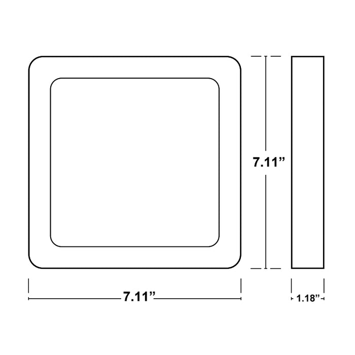 ESL-DDSK-S7-14W-12750 Decorative Disk 7" Square LED Surface Mount, 5CCT Selectable