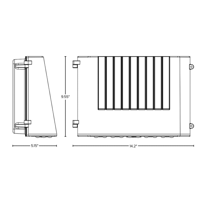 ESL-FCWP-2555W-23050 25W / 40W / 55W LED Full Cut Off Wall Pack, 3CCT & Wattage Selectable, 120-277V