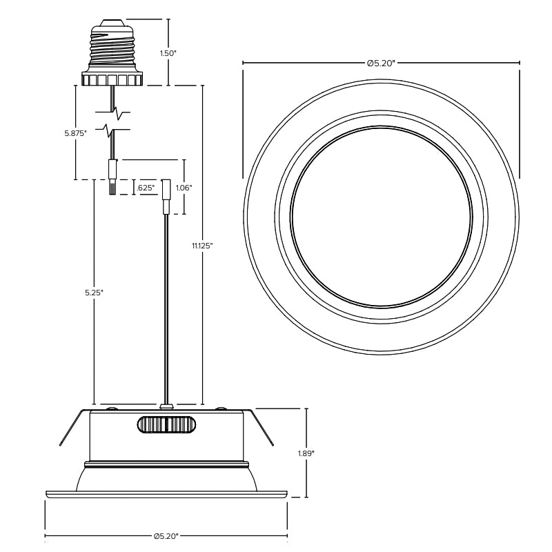ESL-RTLB-4-10W-12750-WH 4" 10W LED Residential Trim Light, Baffled Design, 5CCT Selectable