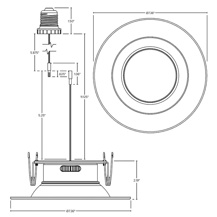 ESL-RTLS-6-15W-12750-WH 6" 15W LED Residential Trim Light, Smooth Design, 5CCT Selectable