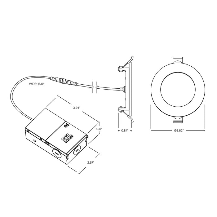 ESL-WFR-R3-6W-32750-WH Wafer Series 3" LED Slim Downlight, 5CCT Selectable