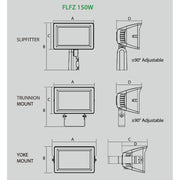 FLFZ Forza 100W/120W/150W LED Field Adjustable Slim Flood Light w/ Photocell & 10KV SPD, 3CCT Selectable