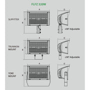 FLFZ Forza 200W/280W/320W LED Field Adjustable Slim Flood Light w/ 10KV SPD, 3CCT Selectable