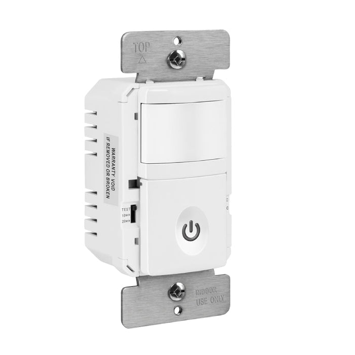 Enerlites HMVS 180° PIR Vacancy Motion Sensor Wall Switch, Secured Ground Wire Required, Single Pole