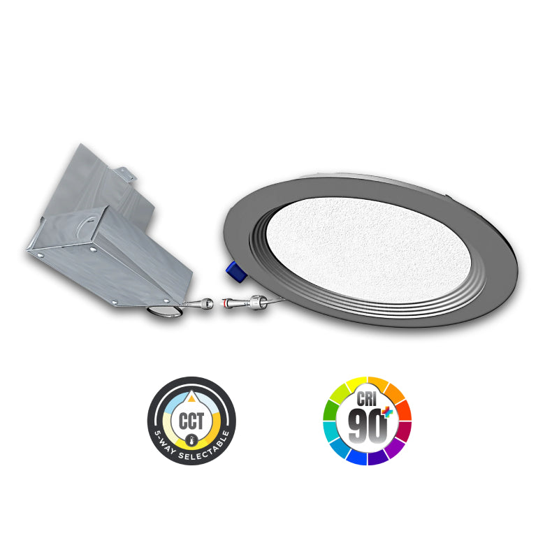 LDRS6 Radius 6" 12W LED Slim Wafer Downlight, CCT Select, Baffled
