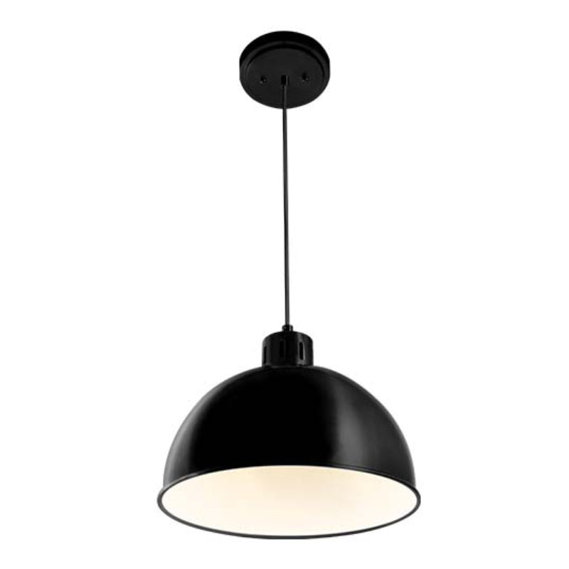 MPM 1-lt 11" Metal Dome Shade Pendant Light - Black