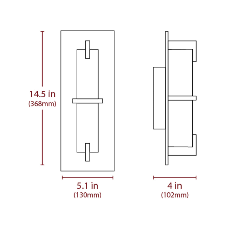 MSQ 1-lt 15" Tall LED Rectangular Wall Sconce