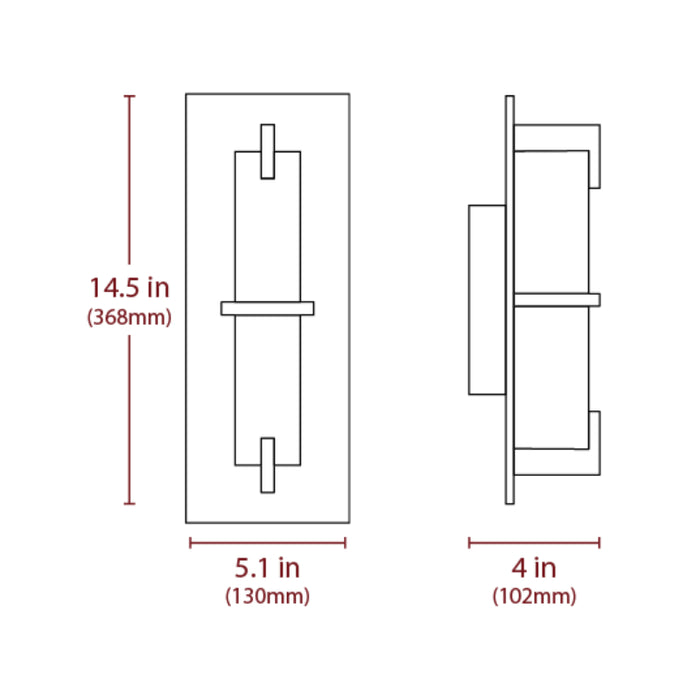 MSQ 1-lt 15" Tall LED Rectangular Wall Sconce