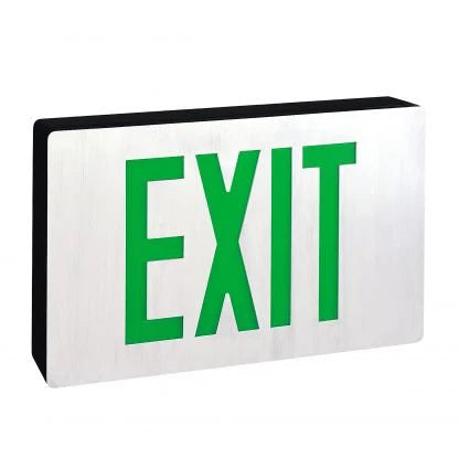 Nora NX-605-LED/G/2F Die-Cast LED Exit Signs with Battery Backup,  6" Green Letters, Double Faces, Black Housing