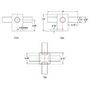 PT-AL-P-HST2-4 Horizontal Square Tenon Pole Bracket