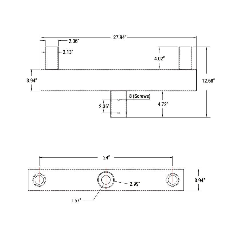 PT-AL-P-VRT2-2-LG Large Vertical Round Tenon Pole Bracket
