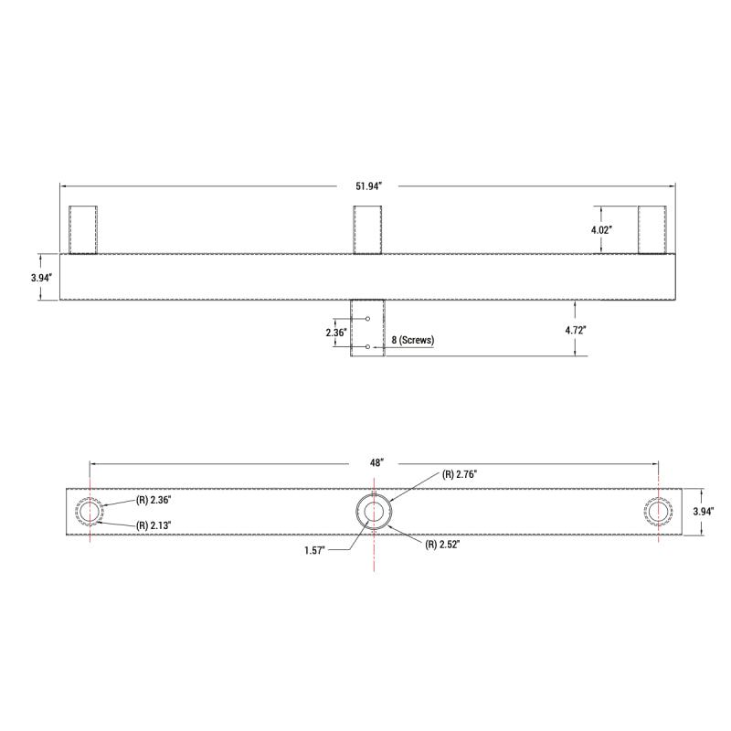 PT-AL-P-VRT2-3-LG Large Vertical Round Tenon Pole Bracket