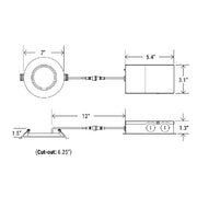 6" 2-HR Fire Rated Slim Baffle Downlight with CCT Selector