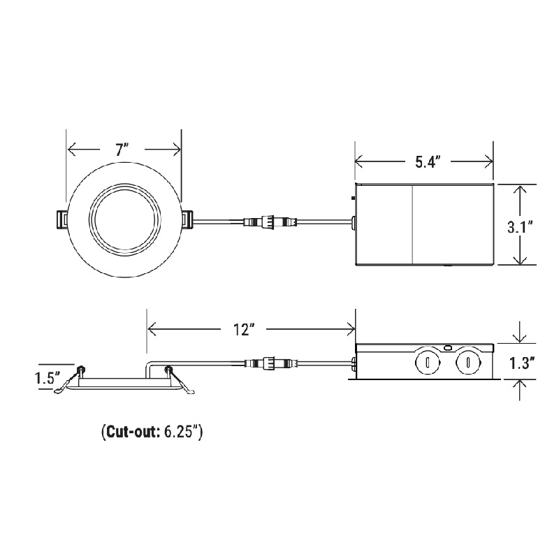 6" 2-HR Fire Rated Slim Baffle Downlight with CCT Selector