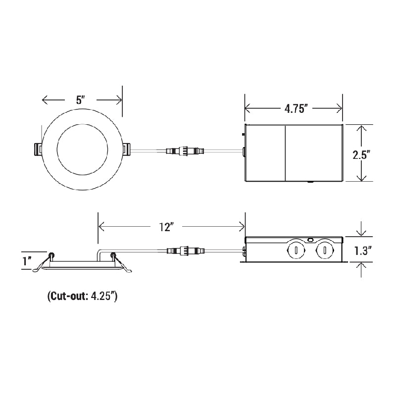 4" Round LED Slim Recessed Downlight with Multiple 5CCT, 120-277V