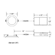 6" Round LED Slim Recessed Downlight with Multiple 5CCT, 120-277V