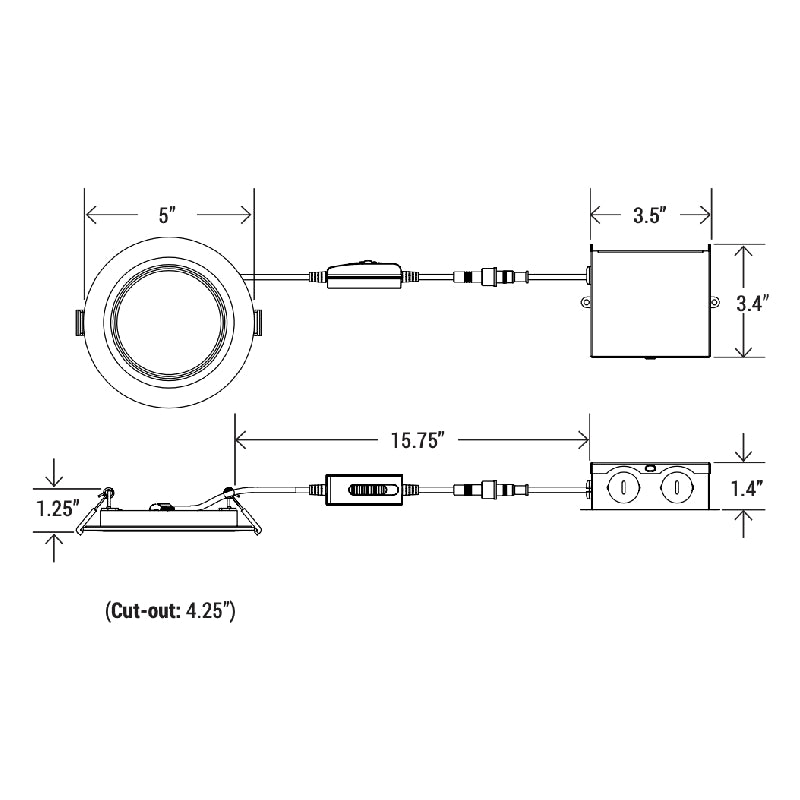 4" Slim Baffle Recessed Downlight with CCT Selector