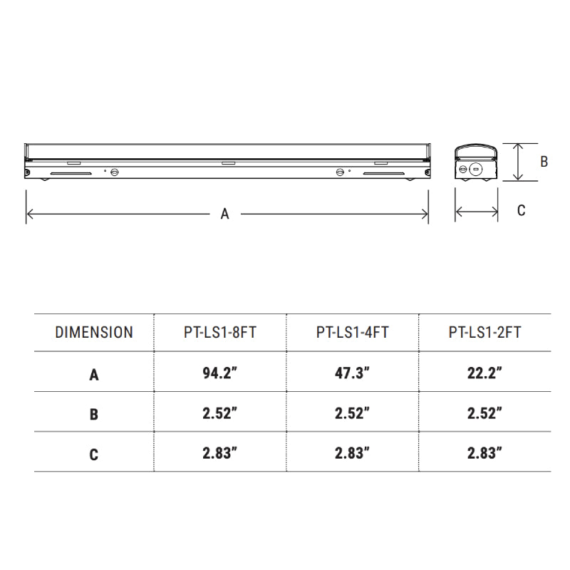 4' LED Linear Strip Luminaire with CCT and Wattage Selector