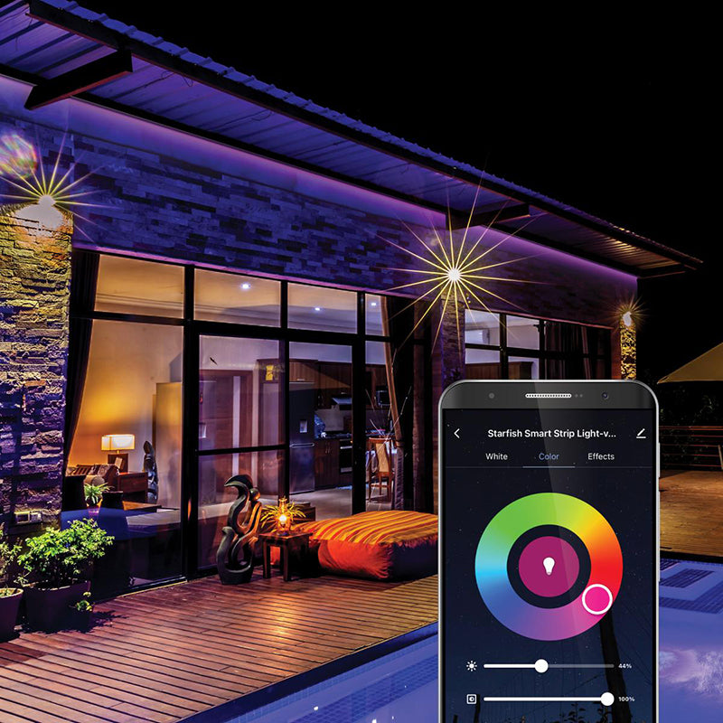 Satco S11265 Starfish 16-Foot Indoor/Outdoor WiFi Smart LED Color-Changing Tape Light, 28W, 2500 Lumens, 120V