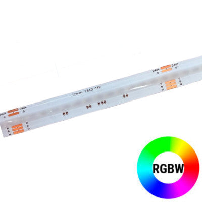 Color Changing COB RGBW LED Strips 24V 4.5W/Ft , 12mm Dimmable INdoor (IP20) 82 Ft