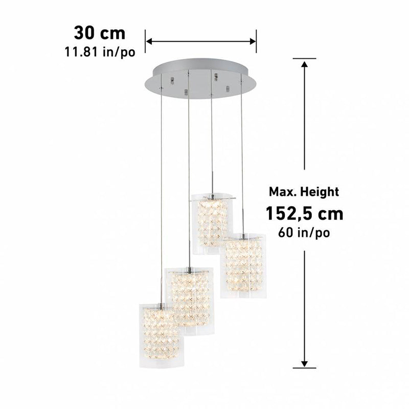 PDT-4CC-C Crystal Cube 4-lt 12" LED Pendant