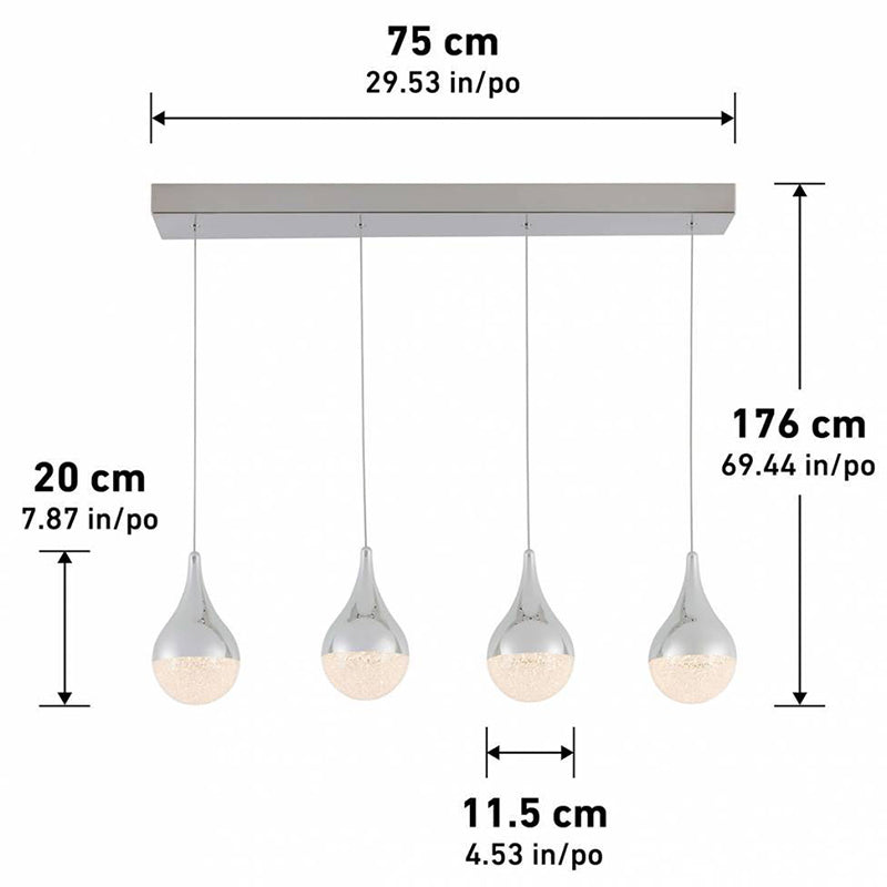 PDT-4GL-RN Glitzer 4-lt 30" LED Pendant