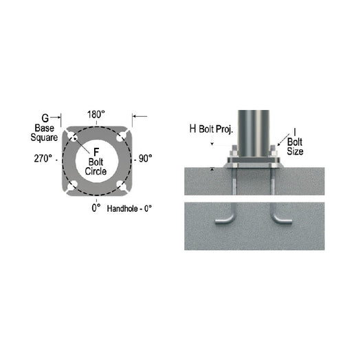 DPR-4-20-11-DM490 4" Steel Round Pole, 11 Ga. 20 ft
