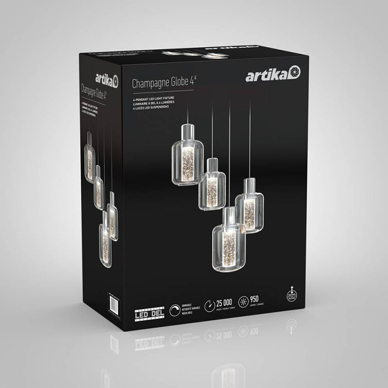 CHG4LS Champagne Globe 4-lt 14" LED Pendant