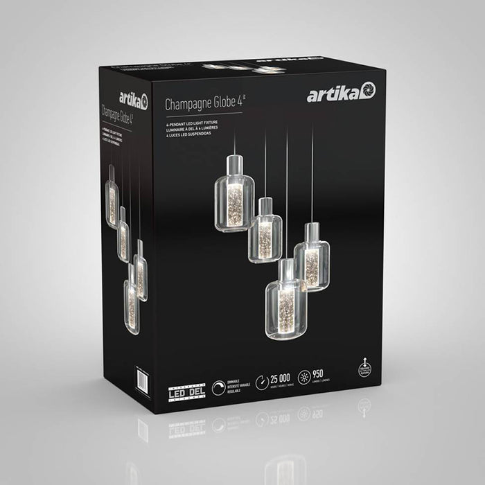 CHG4LS Champagne Globe 4-lt 14" LED Pendant