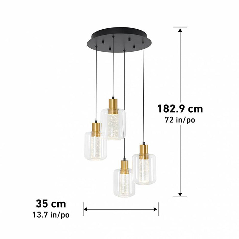 PDT4-CG Champagne Globe 4-lt 14" LED Pendant