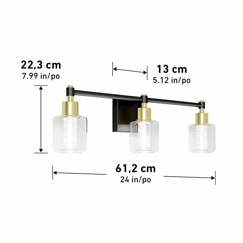 VAN3-CG-HD2BG Champagne Globe 3-lt 24" LED Vanity