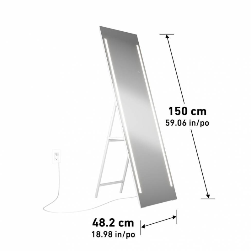 DMIRP-EMC Emeraude 60" x 20" Rectangle LED Floor Mirror
