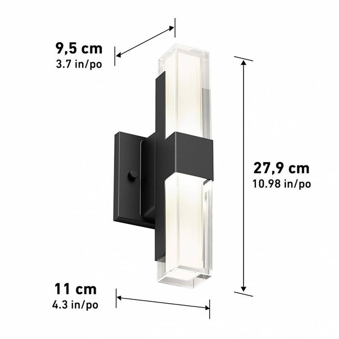 OUT-GEC-MB Gemini 1-lt 11" Tall LED Outdoor Wall Light, CCT