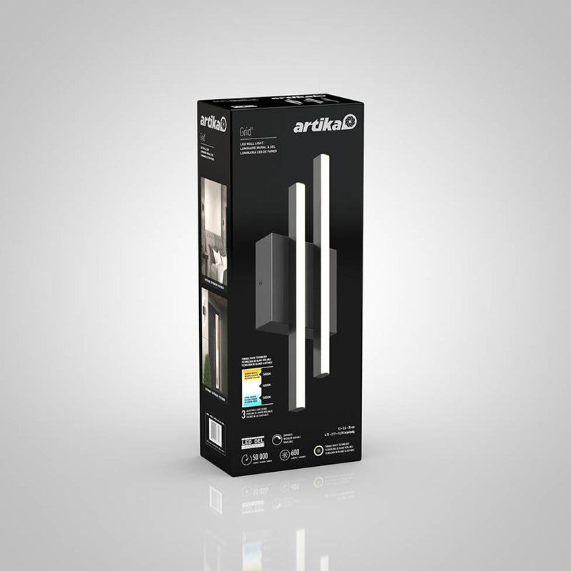 OUT-GRC-HD2BL Grid 2-lt 14" Tall LED Outdoor Wall Light, CCT