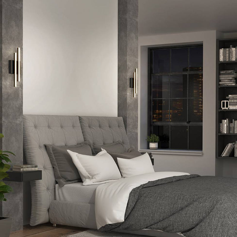 OUT-GRC-HD2BL Grid 2-lt 14" Tall LED Outdoor Wall Light, CCT