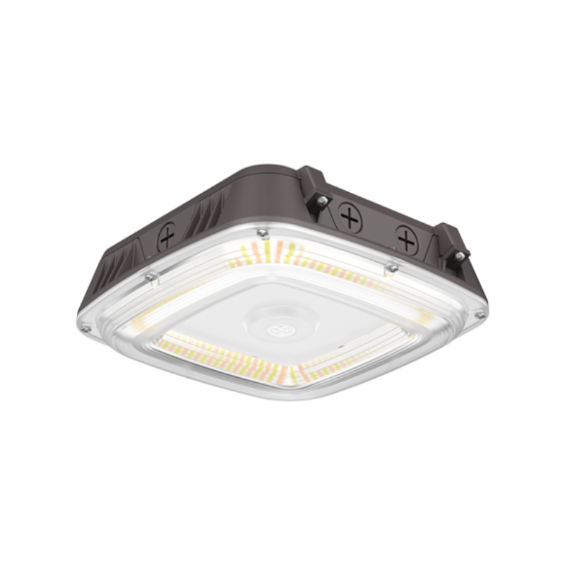 PT-CPY-S 20W/40W/60W/70W/80W LED Square Canopy Luminaire with Wattage and 3CCT Selector, 120-277V